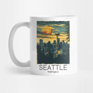 A Vintage Travel Illustration of Seattle - Washington - US Mug